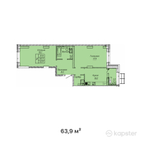 ЖК ATAMURA — 2-ком 63,9 м² (от 25 240 500 тг)