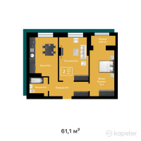 ЖК Inju City — 2-ком 61,1 м² (от 24 134 500 тг)