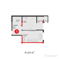 ЖК Gagarin Park — 1-ком 51 м² (от 18 119 200 тг)