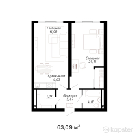 ЖК Raaf Park — 1-ком 63,1 м² (от 58 989 150 тг)