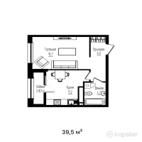 ЖК Mangilik — 1-ком 39,5 м² (от 24 292 500 тг)