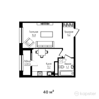 ЖК Mangilik — 1-ком 40 м² (от 24 600 000 тг)