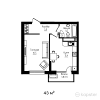 ЖК Mangilik — 1-ком 43 м² (от 26 445 000 тг)