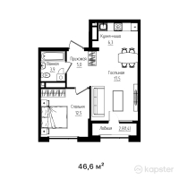 ЖК Mangilik — 2-ком 46,6 м² (от 28 659 000 тг)