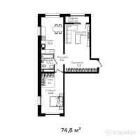 ЖК Mangilik — 2-ком 74,8 м² (от 46 002 000 тг)