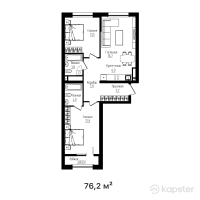 ЖК Mangilik — 2-ком 76,2 м² (от 46 863 000 тг)