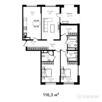 ЖК Mangilik — 3-ком 116,3 м² (от 71 524 500 тг)
