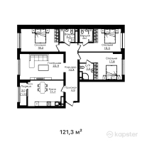 ЖК Mangilik — 4-ком 121,3 м² (от 74 599 500 тг)