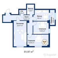 ЖК JAS OTAU Turan — 3-ком 82 м² (от 36 066 800 тг)