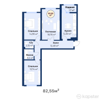 ЖК JAS OTAU Turan — 3-ком 82,6 м² (от 36 322 000 тг)