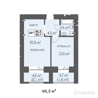 ЖК Argyn — 2-ком 46,3 м² (от 11 112 000 тг)