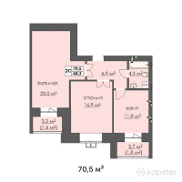 ЖК Argyn — 2-ком 70,5 м² (от 16 920 000 тг)