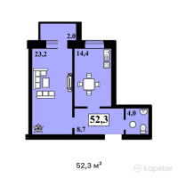 ЖК Спутник — 1-ком 52,3 м² (от 21 443 000 тг)