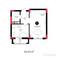 ЖК West Side — 1-ком 44,3 м² (от 22 165 000 тг)