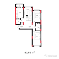 ЖК West Side — 3-ком 83,5 м² (от 41 765 000 тг)