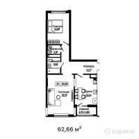 ЖК Bozjyra — 2-ком 62,7 м² (от 30 703 400 тг)