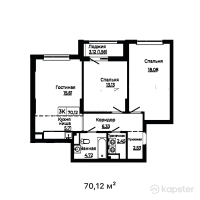 ЖК Bozjyra — 3-ком 70,1 м² (от 34 358 800 тг)