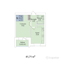 ЖК Al-Farabi town — 1-ком 41,7 м² (от 11 470 250 тг)