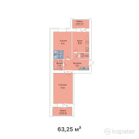 ЖК Al-Farabi town — 2-ком 63,3 м² (от 17 393 750 тг)
