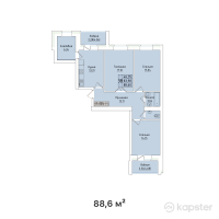 ЖК Al-Farabi town — 3-ком 88,6 м² (от 24 365 000 тг)