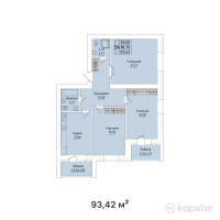 ЖК Al-Farabi town — 3-ком 93,4 м² (от 25 690 500 тг)