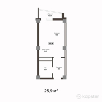 ЖК Khan Residence — 1-ком 25,9 м² (от 6 734 000 тг)