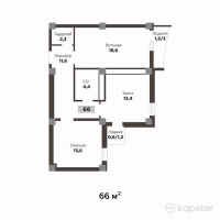 ЖК Khan Residence — 2-ком 66 м² (от 17 160 000 тг)