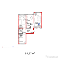 ЖК Arena Lite — 3-ком 84,4 м² (от 45 281 200 тг)