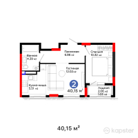 ЖК Sezim Qala. Orken — 2-ком 40,2 м² (от 20 998 450 тг)