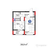 Квартал Capital Park. Emotions — 1-ком 38,9 м² (от 21 628 400 тг)
