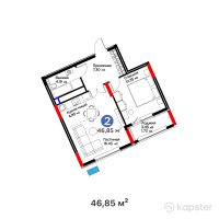Квартал Capital Park. Emotions — 2-ком 46,9 м² (от 26 048 600 тг)