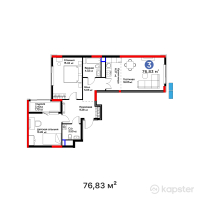 Квартал Capital Park. Emotions — 3-ком 76,8 м² (от 42 717 480 тг)