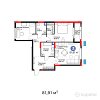 Квартал Capital Park. Emotions — 3-ком 81,9 м² (от 45 541 960 тг)