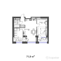 ЖК Seven Hills — 2-ком 71,9 м² (от 61 115 000 тг)
