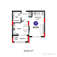 ЖК Salman city — 1-ком 36,7 м² (от 14 892 080 тг)