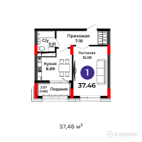 ЖК Salman city — 1-ком 37,5 м² (от 15 208 760 тг)