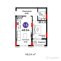 ЖК Salman city — 2-ком 48,5 м² (от 19 707 240 тг)