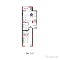 ЖК Salman city — 2-ком 59,2 м² (от 24 035 200 тг)
