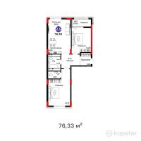 ЖК Salman city — 3-ком 76,3 м² (от 30 989 980 тг)