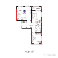 ЖК Salman city — 3-ком 77,8 м² (от 31 590 860 тг)