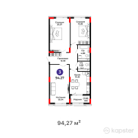 ЖК Salman city — 3-ком 94,3 м² (от 38 273 620 тг)