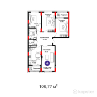 ЖК Salman city — 4-ком 106,8 м² (от 43 348 620 тг)
