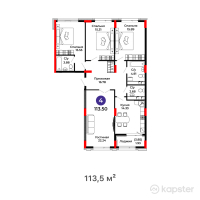 ЖК Salman city — 4-ком 113,5 м² (от 46 081 000 тг)