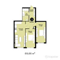 ЖК BAQSARAY — 3-ком 69,7 м² (от 22 639 500 тг)