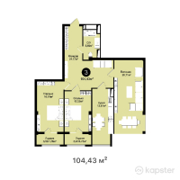 ЖК BAQSARAY — 3-ком 104,4 м² (от 33 939 750 тг)