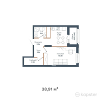 ЖК Sardar Family — 1-ком 38,9 м² (от 14 980 350 тг)