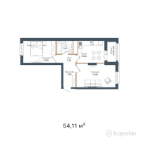 ЖК Sardar Family — 2-ком 54,1 м² (от 20 832 350 тг)