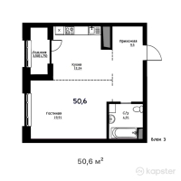 ЖК Central City — 1-ком 50,6 м² (от 30 360 000 тг)