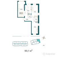 ЖК Ozen Park Navoi — 3-ком 90,1 м² (от 72 981 000 тг)