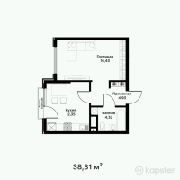 ЖК Qamqor Qala — 1-ком 38,3 м² (от 15 324 000 тг)